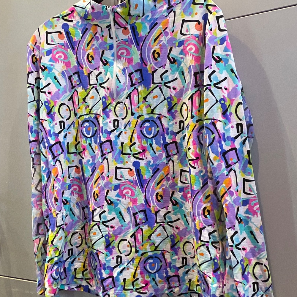 IBKUL MOCK NECK LONG SLEVE UPF+50 1/4  MULTI COLOR
